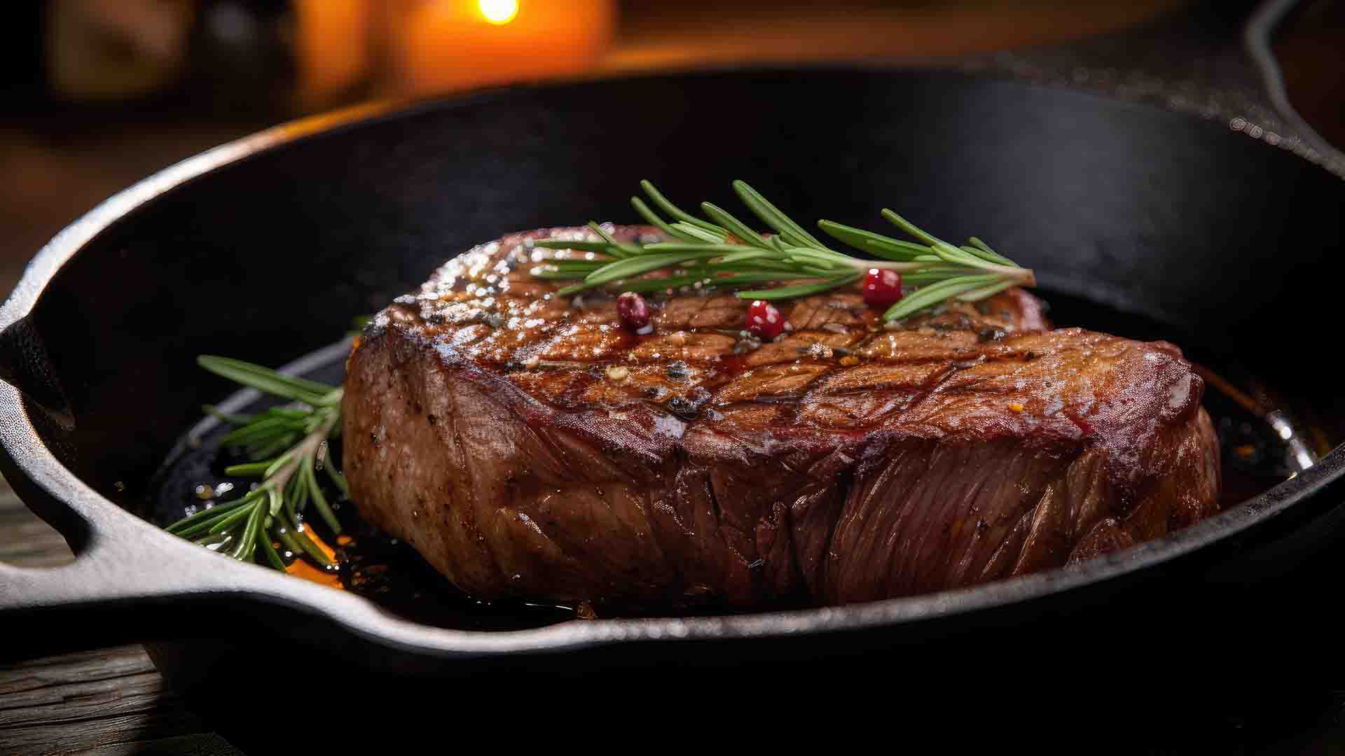 Steak on Iron Skillet