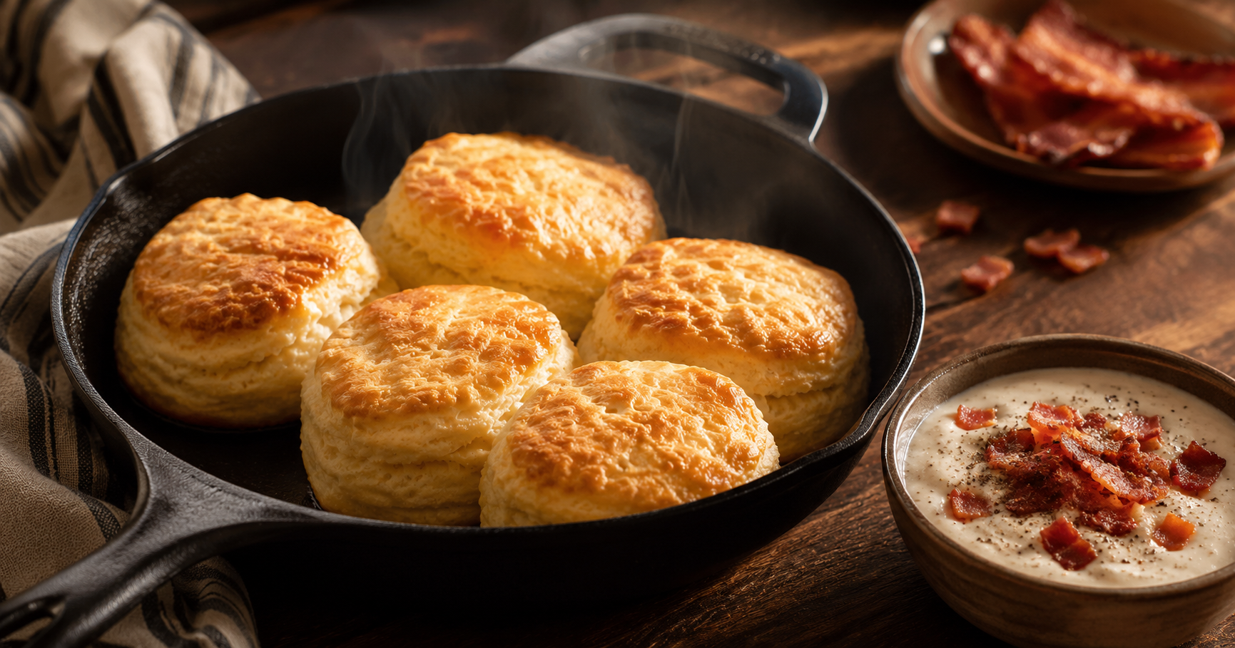 Southern Buttermilk Biscuits con Bacon Gravy