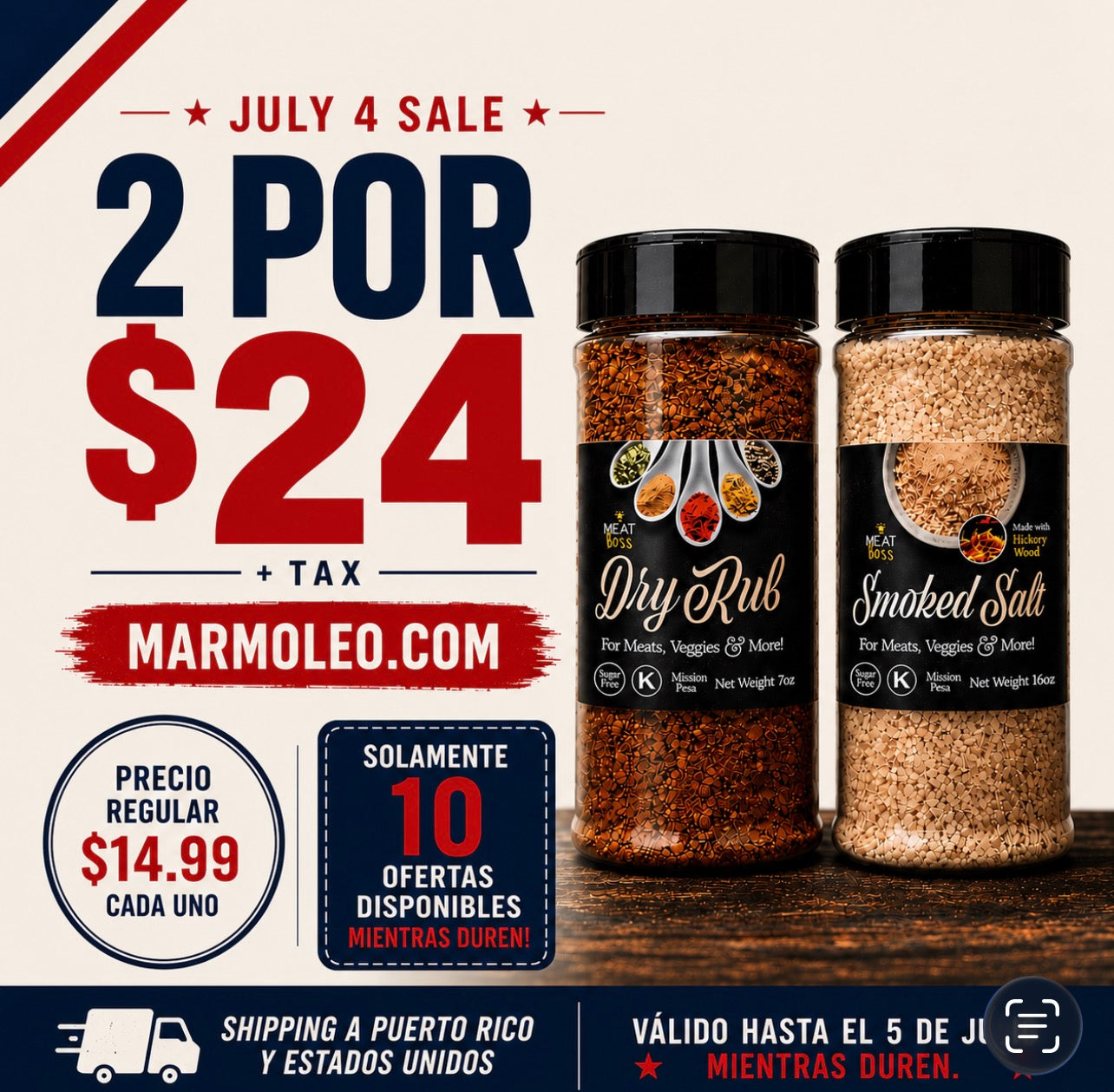 July 4 Sale | Dry Rub + Smoked Salt | 2 por $24
